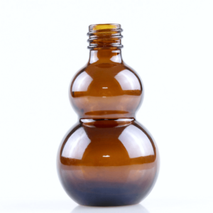 Amber 100 ml Gourd Shaped Round Glass Bottle