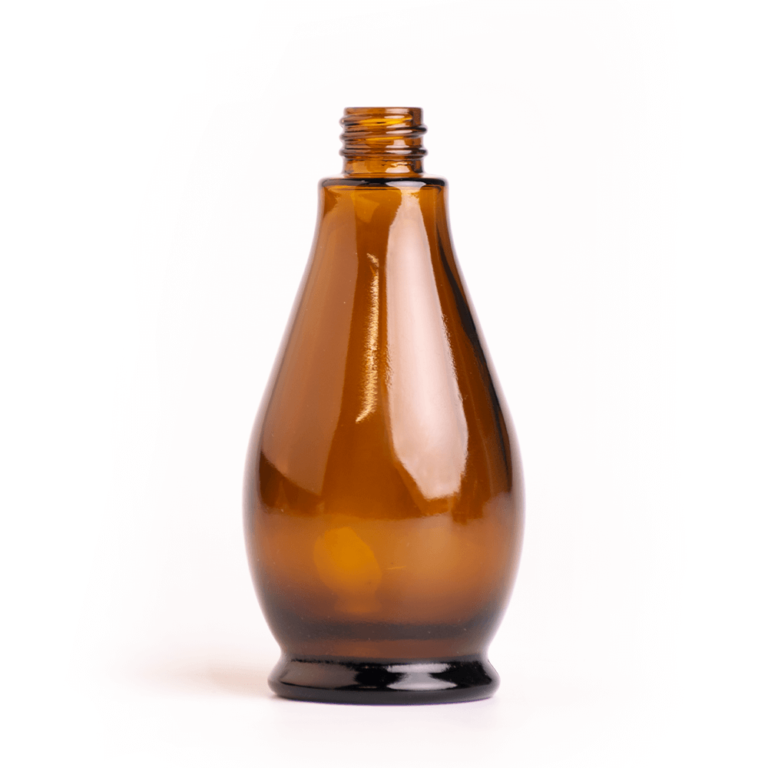 Amber 100 ml Pear Shaped Round Glass Bottle